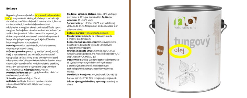 Typ náteru - informácia na etikete alebo v názve produktu
