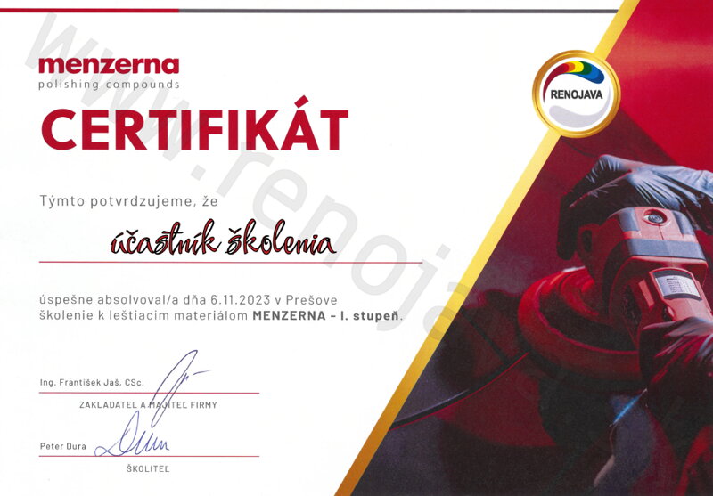 Certifikat Menzerna